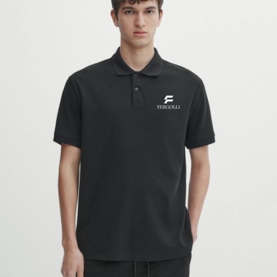 Erkek Pike Polo Yaka Tişört Düğmeli Baskılı T-Shirt - Beyaz