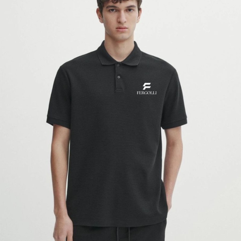 Erkek Pike Polo Yaka Tişört Düğmeli Baskılı T-Shirt - Beyaz