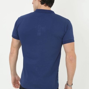 Erkek Pike Polo Yaka tişört Slim Fit Baskılı Kısa kol T-Shirt - Mavi