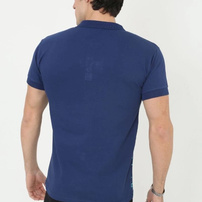 Erkek Pike Polo Yaka tişört Slim Fit Baskılı Kısa kol T-Shirt - Mavi