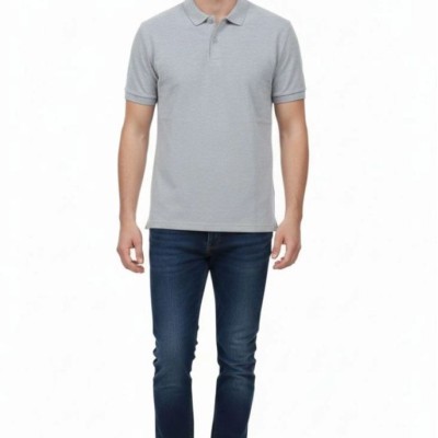 Erkek Polo Yaka Düğmeli Pike Kumaş Tişört Regular Fit Kısa Kol T-Shirt - Gri