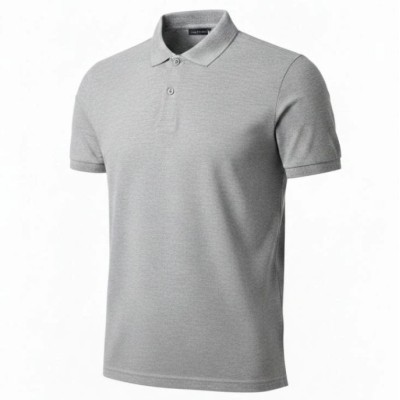 Erkek Polo Yaka Düğmeli Pike Kumaş Tişört Regular Fit Kısa Kol T-Shirt - Gri