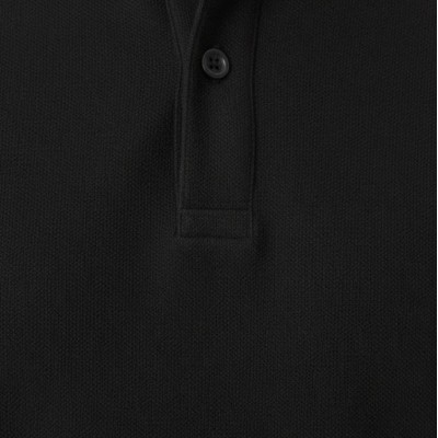 Erkek Polo Yaka Düğmeli Pike Kumaş Tişört Regular Fit Kısa Kol T-Shirt - Siyah