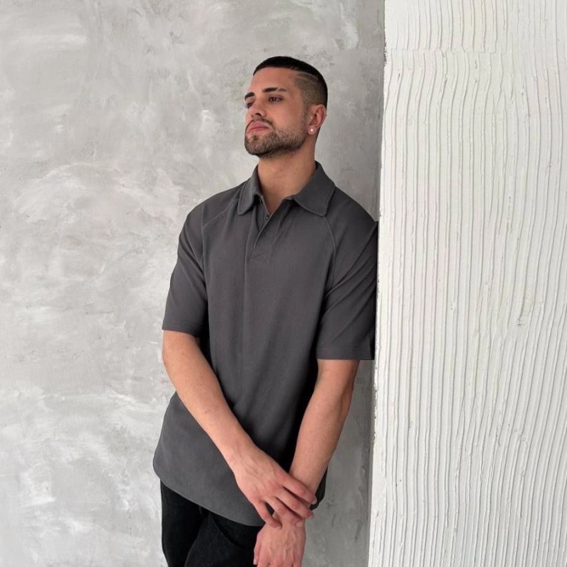 Erkek Polo Yaka Tişört Patlı Kısa Kol Yazlık T-shirt - Antrasit