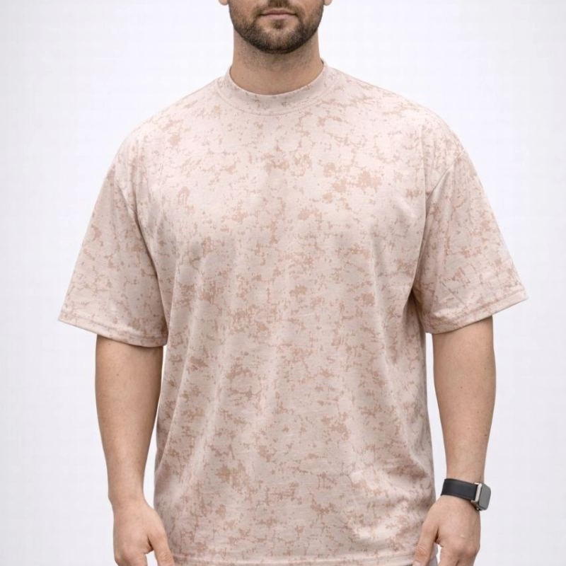 Erkek Premium Tişört OSY Yumuşak Dokulu Yıkamalı Oversize T-Shirt - Bej