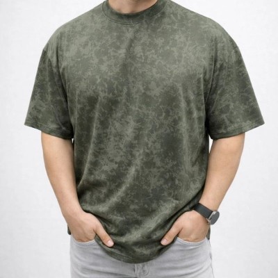 Erkek Premium Tişört OSY Yumuşak Dokulu Yıkamalı Oversize T-Shirt - Haki