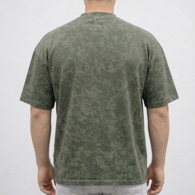 Erkek Premium Tişört OSY Yumuşak Dokulu Yıkamalı Oversize T-Shirt - Haki