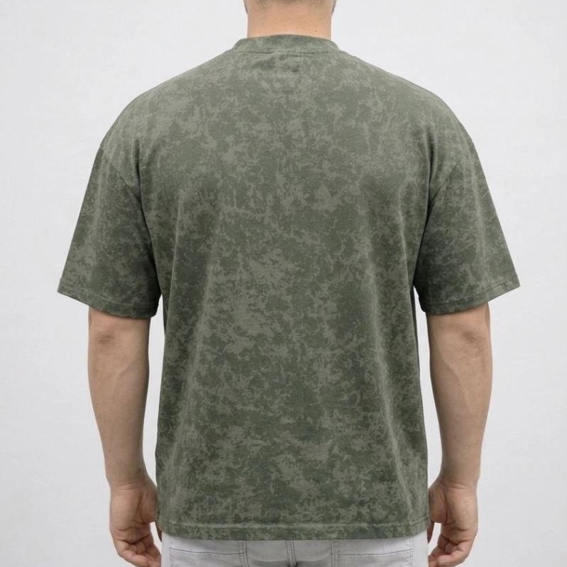 Erkek Premium Tişört OSY Yumuşak Dokulu Yıkamalı Oversize T-Shirt - Haki