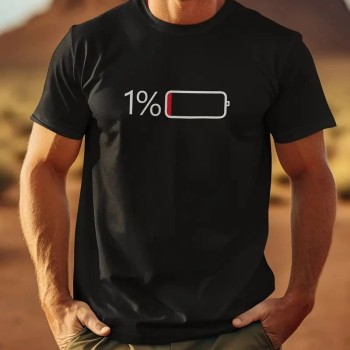 Erkek Sarj %1 Baskılı T-Shirt Kısa Kol Bisiklet Yaka Regular Fit Tişört - - Siyah