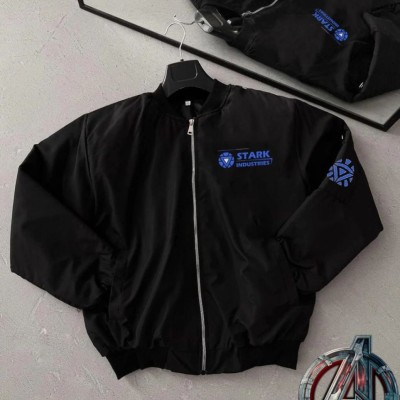 ERKEK Stark Industries Siyah Bomber Mont Fermuarlı Cepli Uzun Kollu Kapitone - Siyah