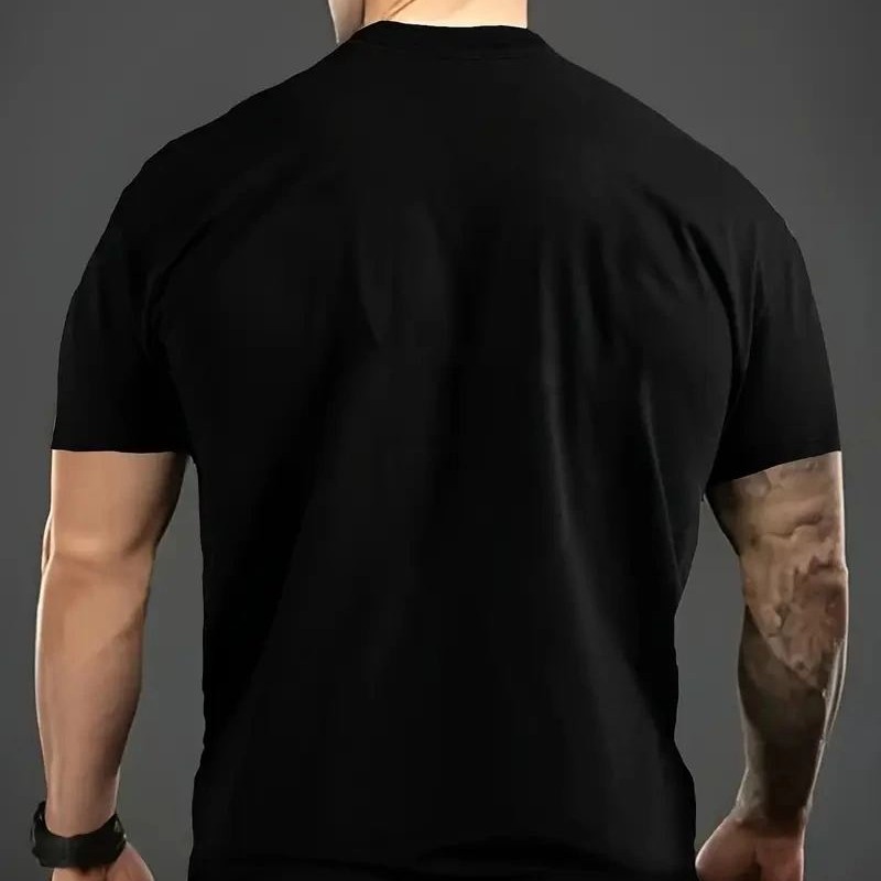 Erkek T-shirt Komik 'Multitasker' Baskılı Kısa kol Tişört - Siyah