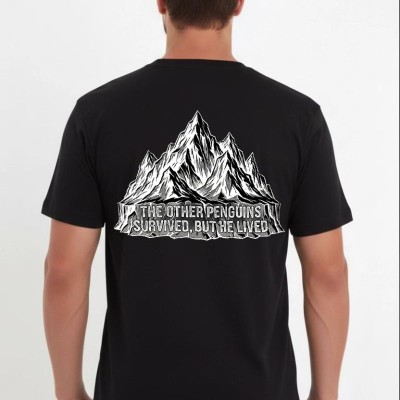 Erkek T-Shirt Nihilist Penguen Baskılı Bisiklet Yaka Kısa kol yazlık Tişört - Siyah