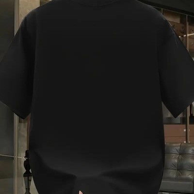 Erkek T-Shirt Pembe Panter Baskılı Kısa Kollu Tişört - Siyah