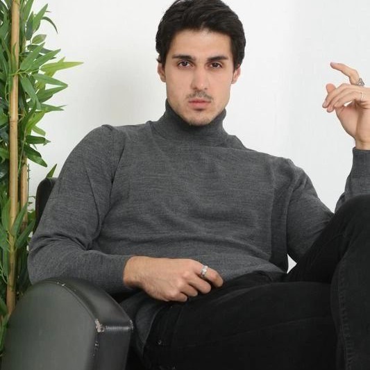 Erkek Tam Boğazlı Balıkçı Yaka Kazak Uzun Kol Düz Dokuma Triko - Füme