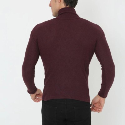 Erkek Tam Boğazlı Fitilli Likrali Koşkorse Badi - Bordo