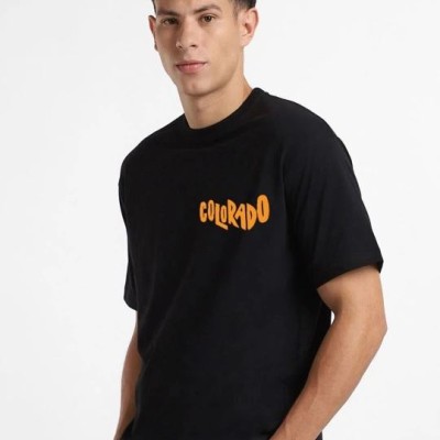 Erkek Tişört Baskılı Oversize Kısa kol T-shirt - Siyah