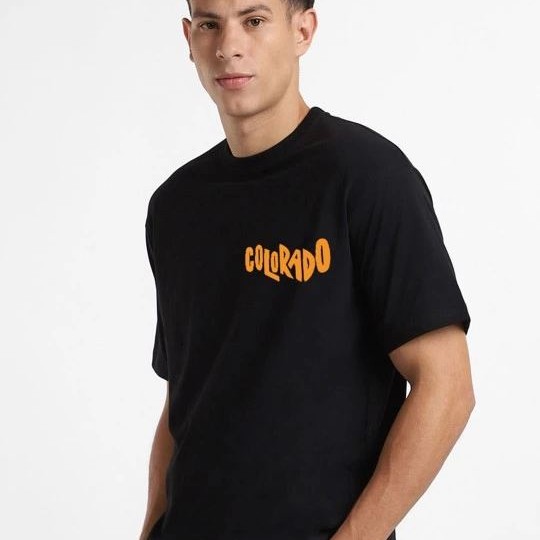 Erkek Tişört Baskılı Oversize Kısa kol T-shirt - Siyah