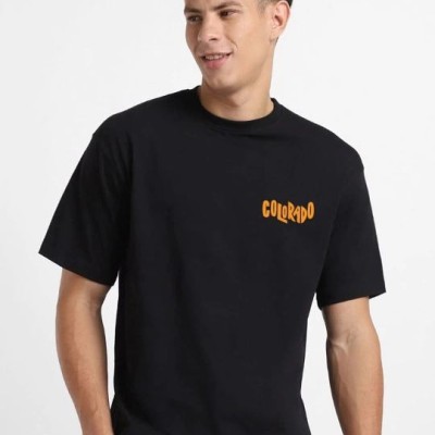 Erkek Tişört Baskılı Oversize Kısa kol T-shirt - Siyah