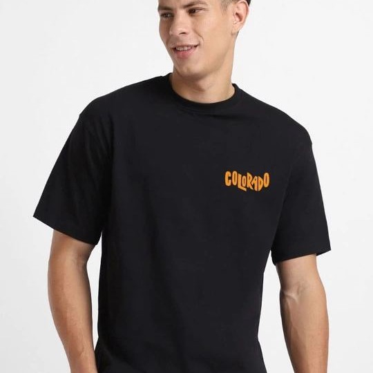 Erkek Tişört Baskılı Oversize Kısa kol T-shirt - Siyah
