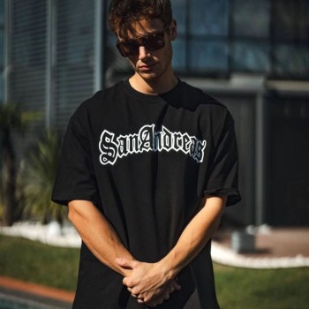 Erkek Tişort Bisiklet Yaka Baskılı Kısa kol T-Shirt - Siyah