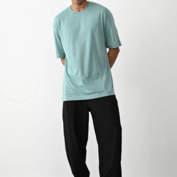 Erkek Tişört Düz Basic Penye Yazlık Bisiklet Yaka Kısa Kol T-Shirt - Mint Yeşili