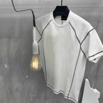 Erkek Tişört Karoyaka Dikişli Oversize T-Shirt - Beyaz