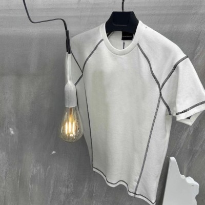 Erkek Tişört Karoyaka Dikişli Oversize T-Shirt - Beyaz