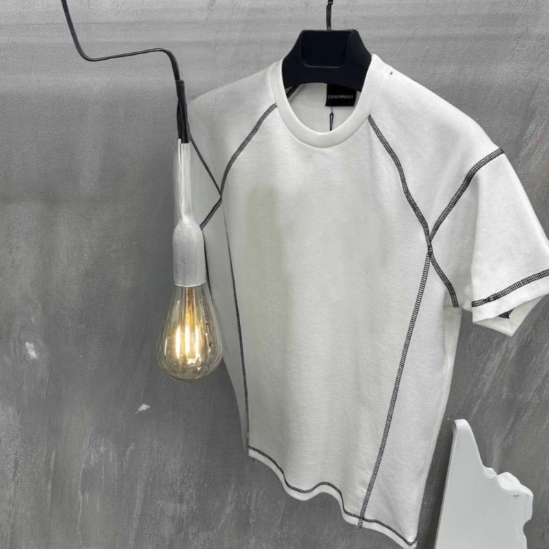 Erkek Tişört Karoyaka Dikişli Oversize T-Shirt - Beyaz