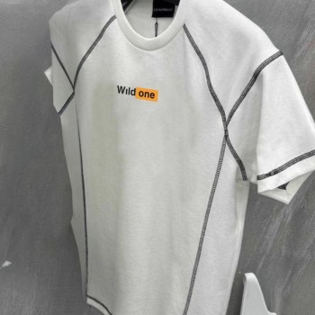 Erkek Tişört Karoyaka Dikişli Oversize T-Shirt - Beyaz