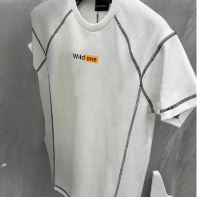 Erkek Tişört Karoyaka Dikişli Oversize T-Shirt - Beyaz