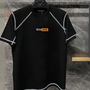 Erkek Tişört Karoyaka Dikişli Oversize T-Shirt - Siyah