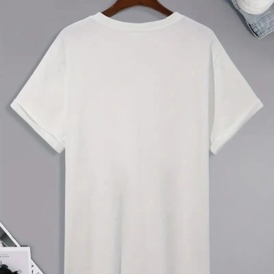 Erkek Tişört Palmiye Baskılı Bisiklet Yaka Kısa Kol T-Shirt - Beyaz