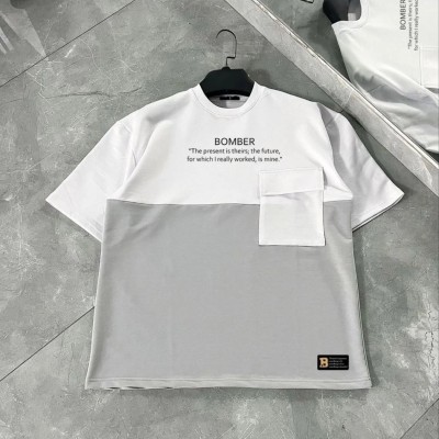 ERKEK Tişört Torba Cepli Parçalı Kısa Kol T-Shirt - Gri