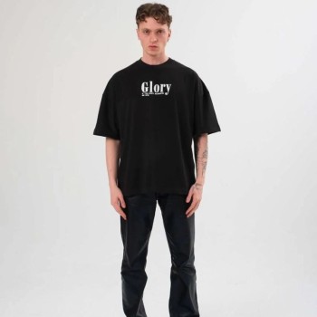 Erkek Tişört Yazlık Bisiklet Yaka Baskılı Kısa kol T-Shirt - Siyah