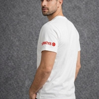 Erkek TÜRKİYE Ay Yıldız Baskılı 10 Numara Forma Tişört Taraftar T-Shirt - Beyaz