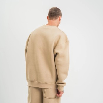 Erkek Uzun Kol Bisiklet Yaka 3 iplik Pamuklu Kışlık SweatShirt  - Bej