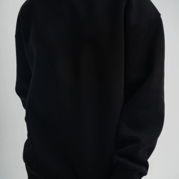 Erkek Uzun Kol Bisiklet Yaka 3 iplik Pamuklu Kışlık SweatShirt - Siyah