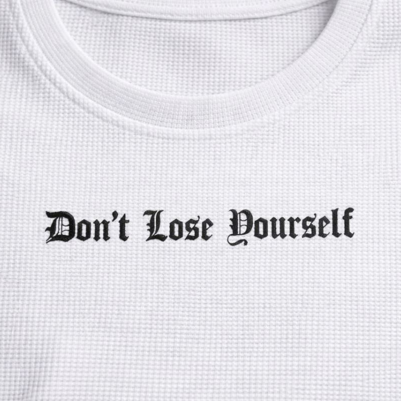 Erkek Wafıl Kumaş Tişört Regular Kalıp Bisiklet Yaka Baskılı T-Shirt - Beyaz