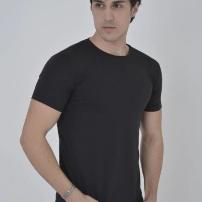 Erkek Yanlardan Fermuarlı T-Shirt Kısa Kol Bisiklet Yaka Slimfit Tişört   - Siyah