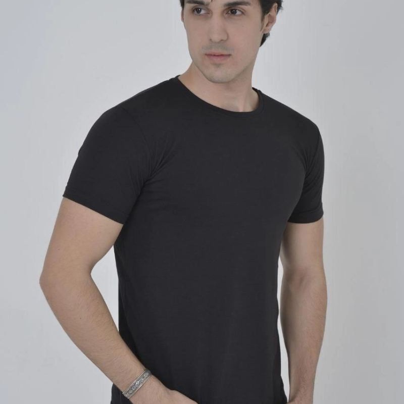Erkek Yanlardan Fermuarlı T-Shirt Kısa Kol Bisiklet Yaka Slimfit Tişört   - Siyah