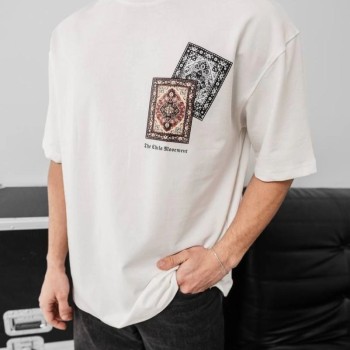 Erkek Yazlık Bisiklet Yaka Baskılı Regular Fit Tişört Kısa Kol T-Shirt - Beyaz