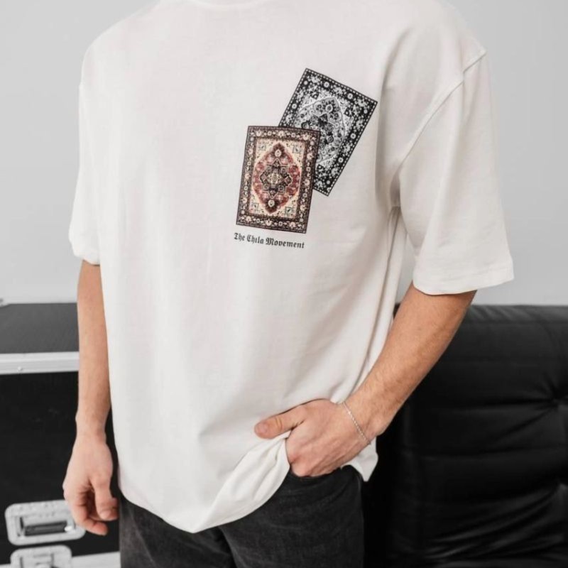 Erkek Yazlık Bisiklet Yaka Baskılı Regular Fit Tişört Kısa Kol T-Shirt - Beyaz