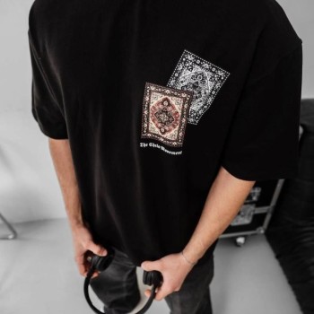 Erkek Yazlık Bisiklet Yaka Baskılı Regular Fit Tişört Kısa Kol T-Shirt - Siyah