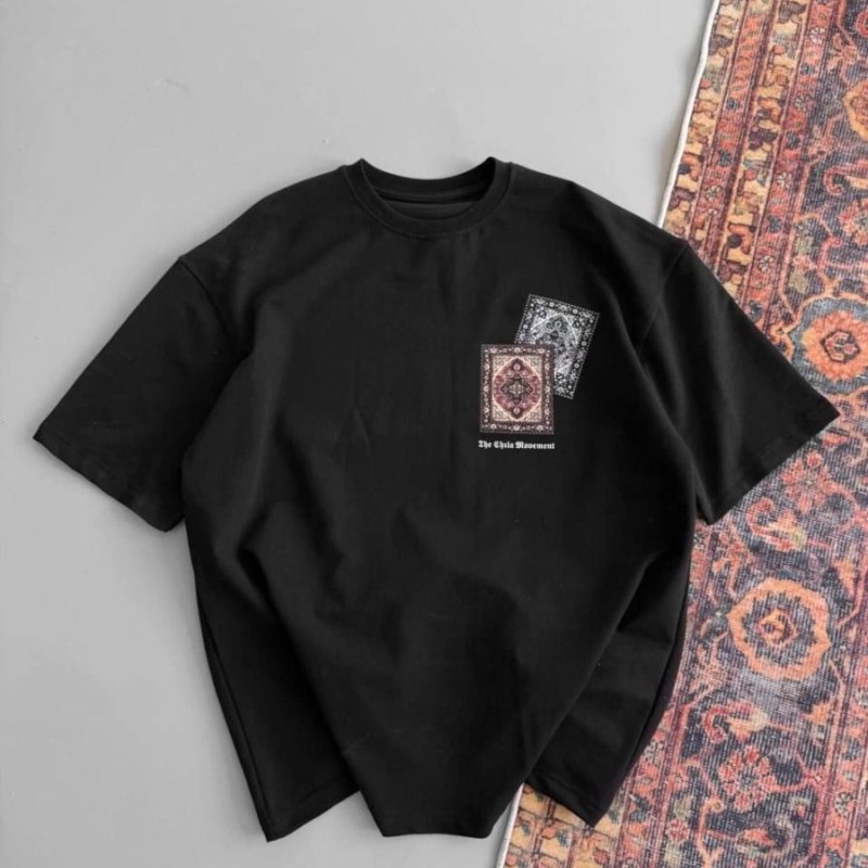 Erkek Yazlık Bisiklet Yaka Baskılı Regular Fit Tişört Kısa Kol T-Shirt - Siyah