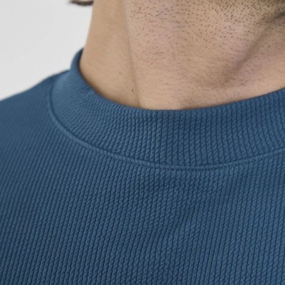 ERKEK Yazlık Tişört Bisiklet Yaka T-Shirt- Turkuaz