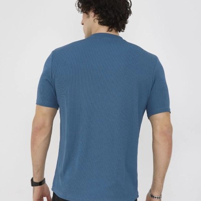 ERKEK Yazlık Tişört Bisiklet Yaka T-Shirt- Turkuaz