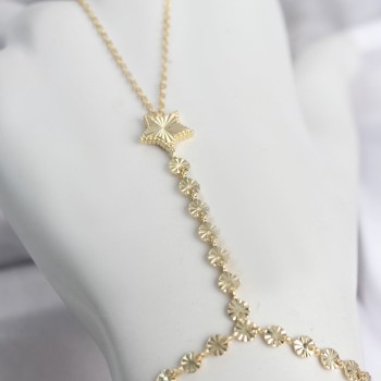 Gold Renk Pirinç Lazerli Yıldız Model Zirkon Taşlı Şahmeran