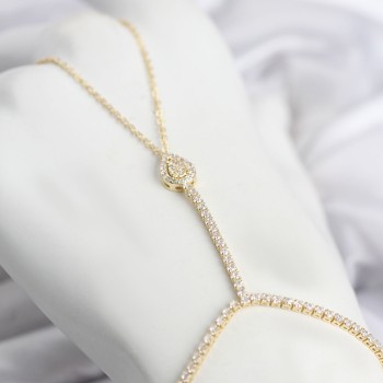 Gold Renk Pirinç Zirkon Taşlı Damla Model Şahmeran