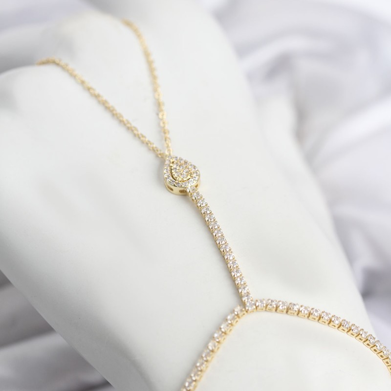 Gold Renk Pirinç Zirkon Taşlı Damla Model Şahmeran