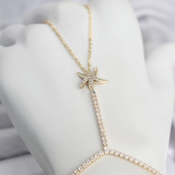 Gold Renk Pirinç Zirkon Taşlı Deniz Yıldızı Model Şahmeran
